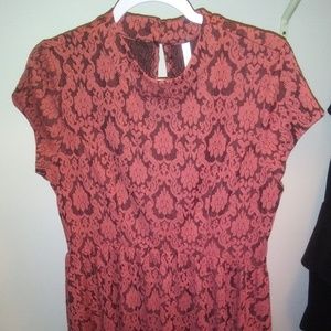 Keyhole Back Lace Overlay Dress